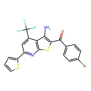 [3-amino-6-thiophen-2-yl-4-(trifluoromethyl)thieno[2,3-b]pyridin-2-yl]-(4-bromophenyl)methanone structure