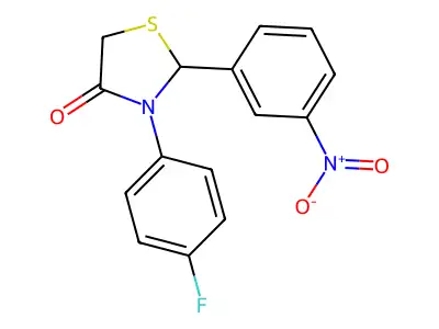 4-Thiazolidinone, 3-(4-fluorophenyl)-2-(3-nitrophenyl)- structure