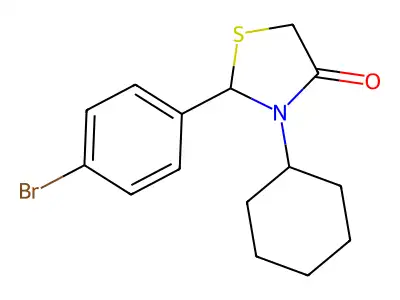 2-(4-Bromophenyl)-3-cyclohexyl-1,3-thiazolidin-4-one structure