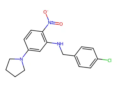 N-(4-chlorobenzyl)-2-nitro-5-(pyrrolidin-1-yl)aniline structure