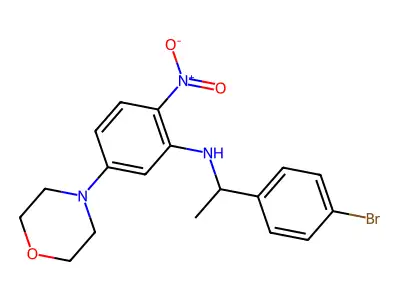 N-[1-(4-bromophenyl)ethyl]-5-morpholin-4-yl-2-nitroaniline structure
