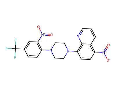 5-Nitro-8-[4-[2-nitro-4-(trifluoromethyl)phenyl]piperazin-1-yl]quinoline structure