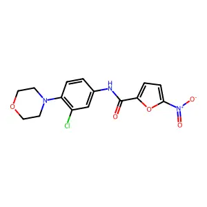 N-[3-chloro-4-(4-morpholinyl)phenyl]-5-nitro-2-furamide structure