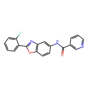N-[2-(2-fluorophenyl)-1,3-benzoxazol-5-yl]pyridine-3-carboxamide structure