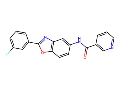 N-[2-(3-fluorophenyl)-1,3-benzoxazol-5-yl]pyridine-3-carboxamide structure