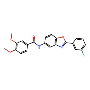 N-[2-(3-fluorophenyl)-1,3-benzoxazol-5-yl]-3,4-dimethoxybenzamide structure