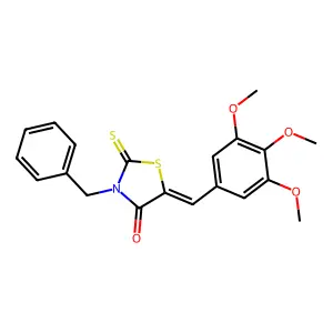 (5Z)-3-benzyl-2-thioxo-5-(3,4,5-trimethoxybenzylidene)-1,3-thiazolidin-4-one structure