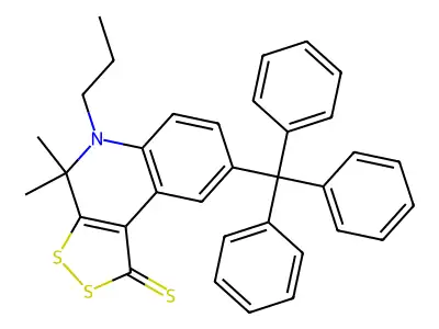 4,4-dimethyl-5-propyl-8-trityl-4,5-dihydro-1H-[1,2]dithiolo[3,4-c]quinoline-1-thione structure