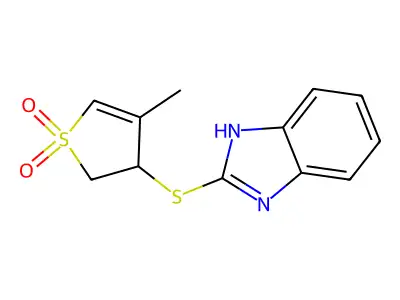 4-Benzimidazol-2-ylthio-3-methyl-4,5-dihydrothiophene-1,1-dione structure