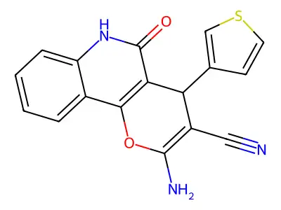 2-Amino-5-oxo-4-thiophen-3-yl-4,6-dihydropyrano[3,2-c]quinoline-3-carbonitrile structure