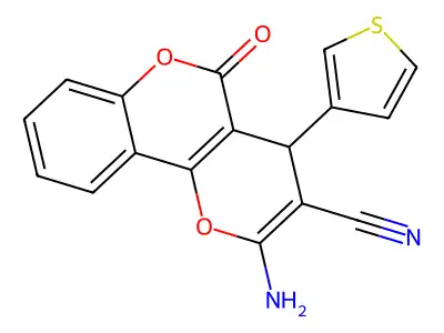 2-amino-5-oxo-4-(3-thienyl)-4H,5H-pyrano[3,2-c]chromene-3-carbonitrile structure