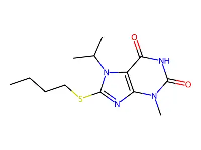 8-Butylsulfanyl-7-isopropyl-3-methyl-3,7-dihydro-purine-2,6-dione structure