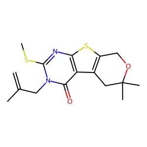6,6-DIMETHYL-3-(2-METHYLALLYL)-2-(METHYLSULFANYL)-3,5,6,8-TETRAHYDRO-4H-PYRANO[4',3':4,5]THIENO[2,3-D]PYRIMIDIN-4-ONE structure