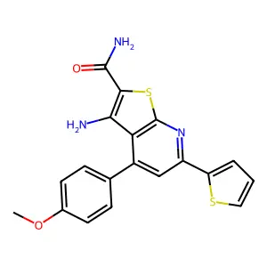 3-Amino-4-(4-methoxyphenyl)-6-(thiophen-2-yl)thieno[2,3-b]pyridine-2-carboxamide structure