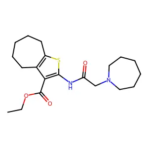 ethyl 2-[(azepan-1-ylacetyl)amino]-5,6,7,8-tetrahydro-4H-cyclohepta[b]thiophene-3-carboxylate structure
