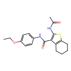 2-acetamido-N-(4-ethoxyphenyl)-4,5,6,7-tetrahydro-1-benzothiophene-3-carboxamide structure