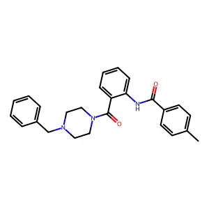 N-[2-(4-benzylpiperazine-1-carbonyl)phenyl]-4-methylbenzamide structure