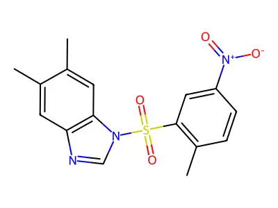 5,6-dimethyl-1-(2-methyl-5-nitrobenzenesulfonyl)-1H-1,3-benzodiazole structure