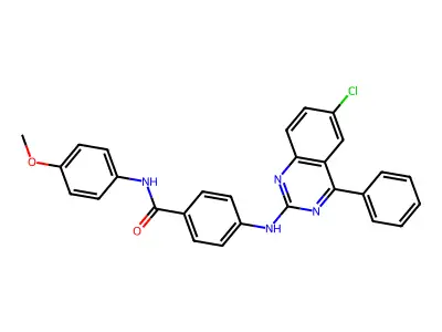 4-[(6-chloro-4-phenylquinazolin-2-yl)amino]-N-(4-methoxyphenyl)benzamide structure