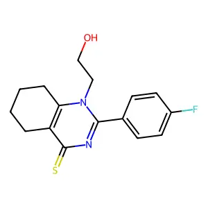 2-(4-Fluorophenyl)-1-(2-hydroxyethyl)-5,6,7,8-tetrahydroquinazoline-4-thione structure