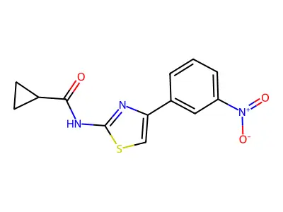 N-[4-(3-nitrophenyl)-1,3-thiazol-2-yl]cyclopropanecarboxamide structure