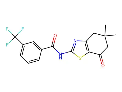 N-(5,5-dimethyl-7-oxo-4,5,6,7-tetrahydro-1,3-benzothiazol-2-yl)-3-(trifluoromethyl)benzamide structure