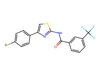 N-[4-(4-bromophenyl)-1,3-thiazol-2-yl]-3-(trifluoromethyl)benzamide structure