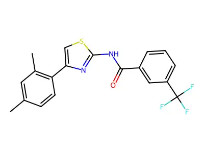 N-[4-(2,4-dimethylphenyl)-1,3-thiazol-2-yl]-3-(trifluoromethyl)benzamide structure