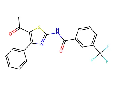 N-(5-acetyl-4-phenyl-1,3-thiazol-2-yl)-3-(trifluoromethyl)benzamide structure