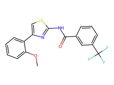 N-[4-(2-methoxyphenyl)-1,3-thiazol-2-yl]-3-(trifluoromethyl)benzamide structure