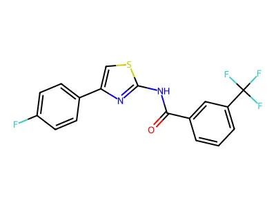 N-[4-(4-fluorophenyl)-1,3-thiazol-2-yl]-3-(trifluoromethyl)benzamide structure