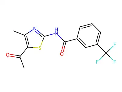 N-(5-acetyl-4-methyl-1,3-thiazol-2-yl)-3-(trifluoromethyl)benzamide structure