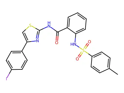N-[4-(4-iodophenyl)-1,3-thiazol-2-yl]-2-[(4-methylphenyl)sulfonylamino]benzamide structure