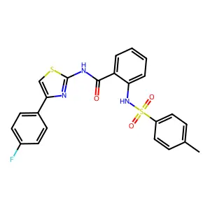 N-[4-(4-fluorophenyl)-2-thiazolyl]-2-[(4-methylphenyl)sulfonylamino]benzamide structure