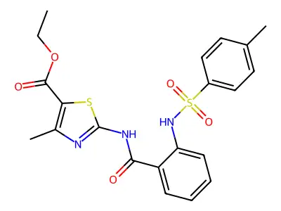ethyl 4-methyl-2-(2-(4-methylphenylsulfonamido)benzamido)thiazole-5-carboxylate structure
