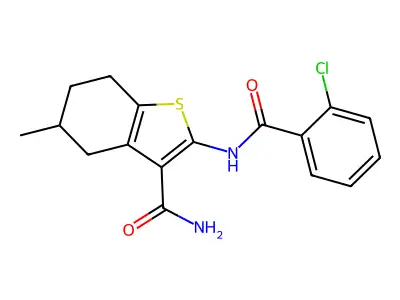2-(2-Chlorobenzamido)-5-methyl-4,5,6,7-tetrahydrobenzo[b]thiophene-3-carboxamide structure
