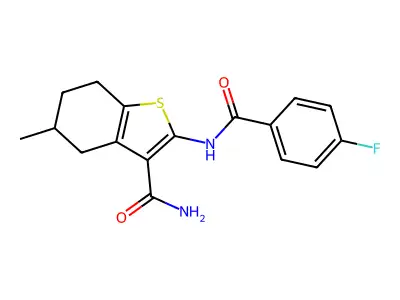 2-(4-Fluorobenzamido)-5-methyl-4,5,6,7-tetrahydrobenzo[b]thiophene-3-carboxamide structure