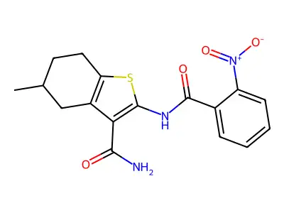 5-Methyl-2-(2-nitrobenzamido)-4,5,6,7-tetrahydrobenzo[b]thiophene-3-carboxamide structure