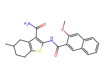2-(3-METHOXYNAPHTHALENE-2-AMIDO)-5-METHYL-4,5,6,7-TETRAHYDRO-1-BENZOTHIOPHENE-3-CARBOXAMIDE structure