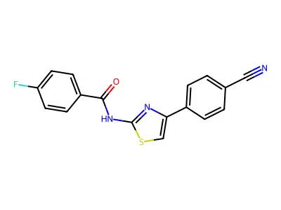 N-[4-(4-cyanophenyl)-1,3-thiazol-2-yl]-4-fluorobenzamide structure