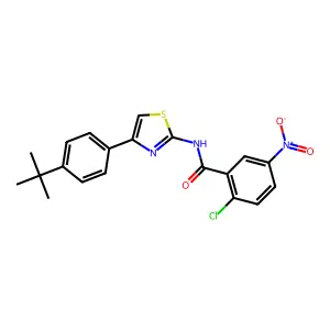 N-[4-(4-tert-butylphenyl)-1,3-thiazol-2-yl]-2-chloro-5-nitrobenzamide structure