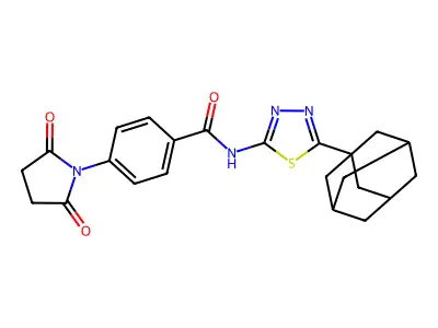 N-[5-(1-adamantyl)-1,3,4-thiadiazol-2-yl]-4-(2,5-dioxopyrrolidin-1-yl)benzamide structure