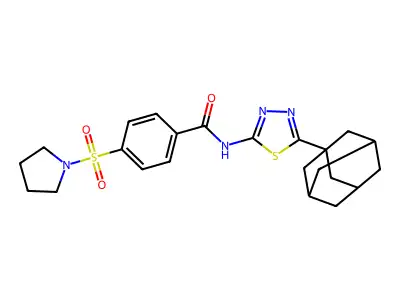N-[5-(1-adamantyl)-1,3,4-thiadiazol-2-yl]-4-pyrrolidin-1-ylsulfonylbenzamide structure
