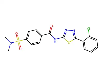 N-[5-(2-chlorophenyl)-1,3,4-thiadiazol-2-yl]-4-(dimethylsulfamoyl)benzamide structure