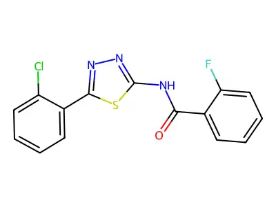 N-[5-(2-chlorophenyl)-1,3,4-thiadiazol-2-yl]-2-fluorobenzamide structure