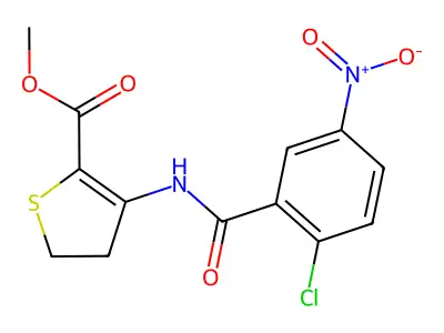 Methyl 3-(2-chloro-5-nitrobenzamido)-4,5-dihydrothiophene-2-carboxylate structure