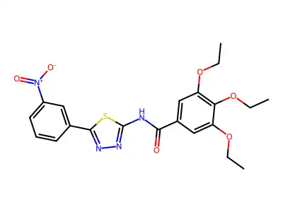 3,4,5-triethoxy-N-[5-(3-nitrophenyl)-1,3,4-thiadiazol-2-yl]benzamide structure