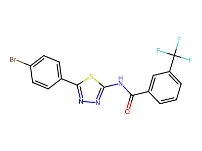 N-[5-(4-bromophenyl)-1,3,4-thiadiazol-2-yl]-3-(trifluoromethyl)benzamide structure