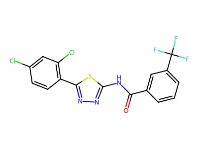 N-[5-(2,4-dichlorophenyl)-1,3,4-thiadiazol-2-yl]-3-(trifluoromethyl)benzamide structure