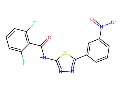 2,6-difluoro-N-[5-(3-nitrophenyl)-1,3,4-thiadiazol-2-yl]benzamide structure
